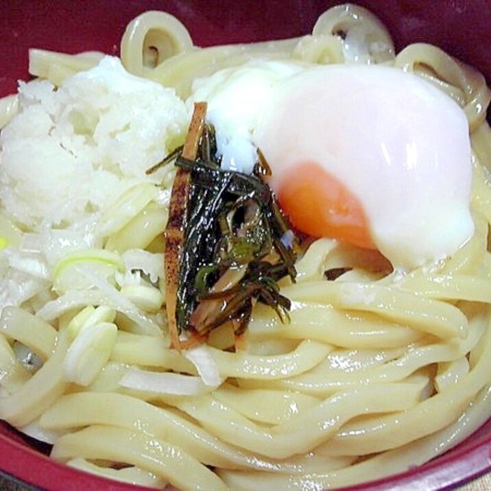 釜揚げうどん温玉松前漬け乗せ